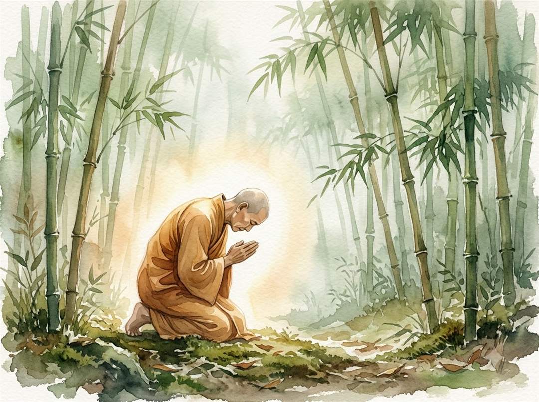 kinh không uế nhiễm kinh trung bộ số 5 nhà sư đang quỳ lạy