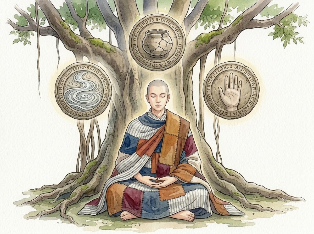 Tam Pháp Ấn – ba ấn cổ lơ lửng quanh hành giả dưới cội bồ đề