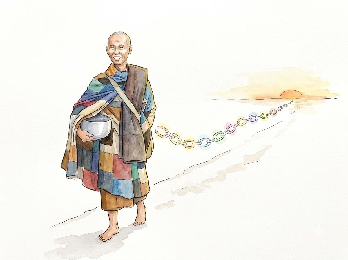 A practitioner walking free of accumulation on the road – Master Minh Tuệ