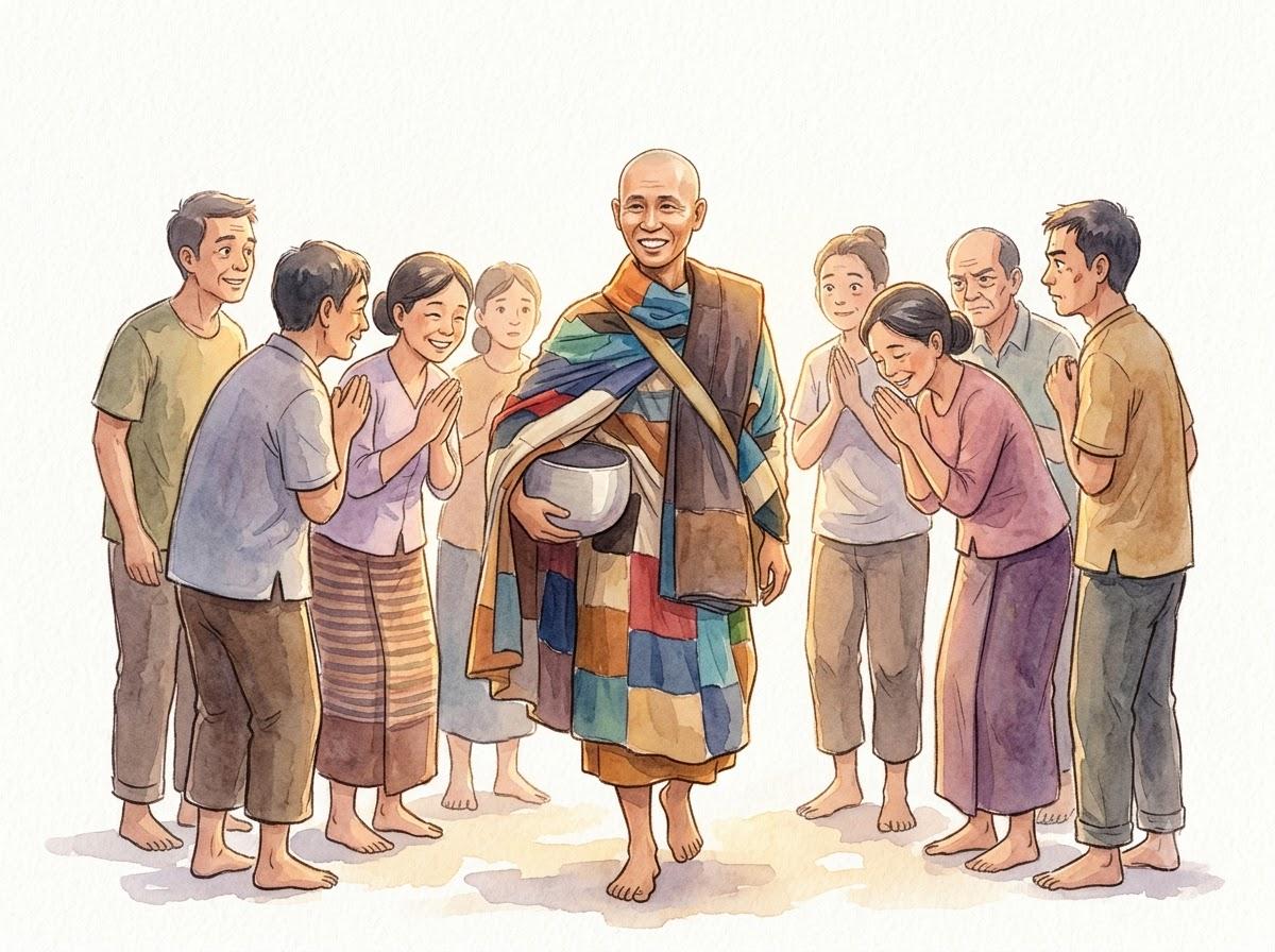 Thầy Minh Tuệ đi trong đám đông – biểu hiện tâm từ trong hành động